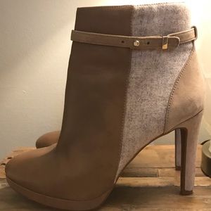 Antonio Melani camel leather platform booties